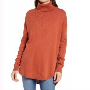 Nordstrom Chelsea 28 Rust Clay Orange turtleneck sweater NWT XXS